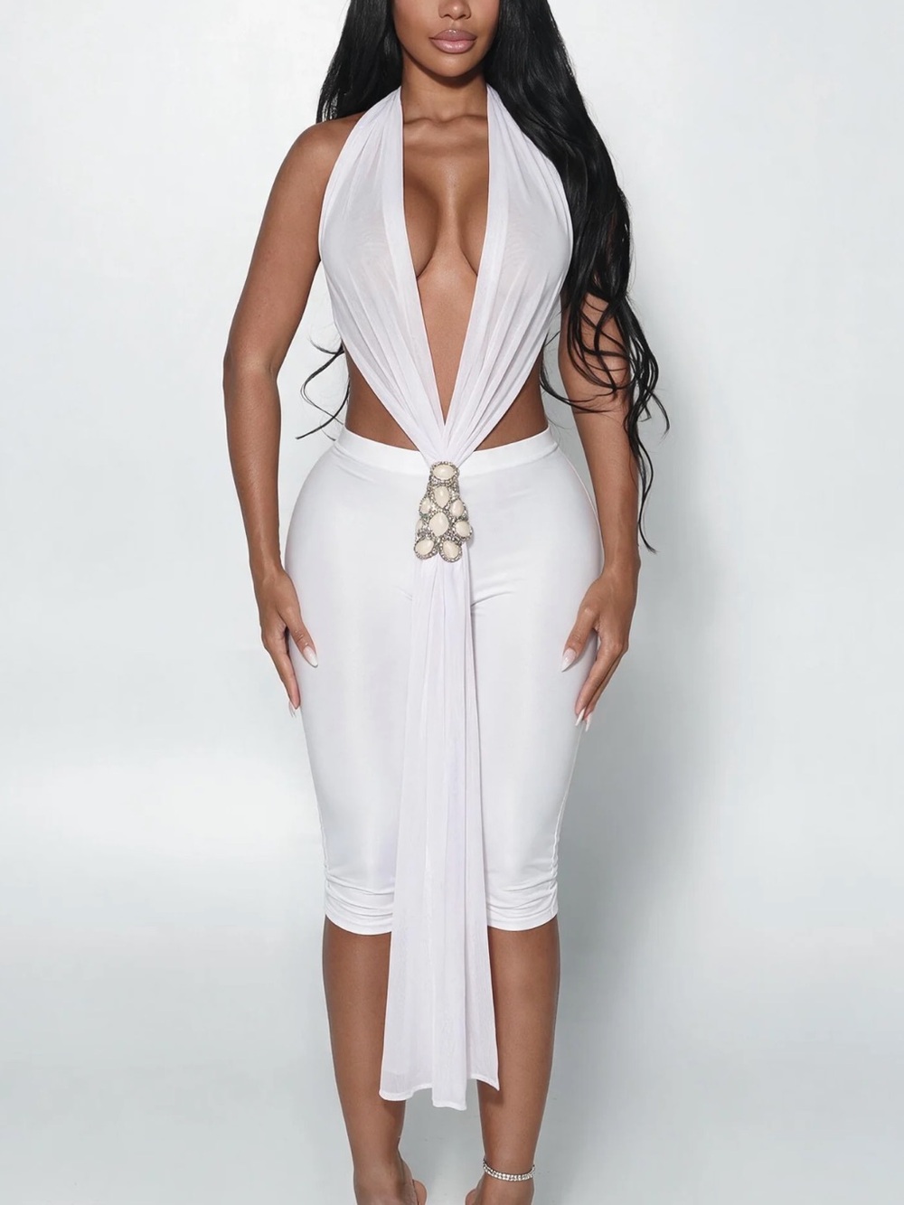 Autty Simone Greece Sheer Set Sheer White Set NWT